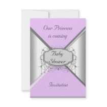 NEW Baby Shower Party Pink Silver  Invitation