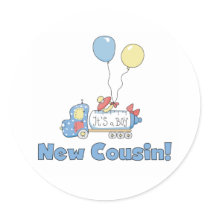 New Cousin It's a Boy Round Sticker