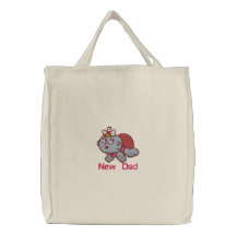 New Dad -  girl Embroidered Bags