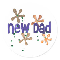 New Daddy Round Stickers