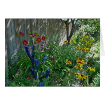 New Day Gardens Notecard-Blue Bottles