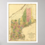 New England States Map 1839 Print
