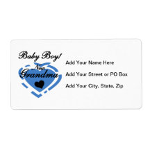 New Grandma Baby Boy Blue Heart Gifts Custom Shipping Label
