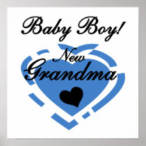 New Grandma Baby Boy Blue Heart Gifts Posters