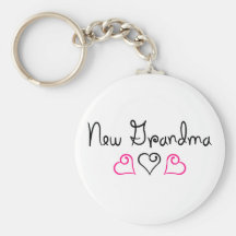 New Grandma Pink Black Hearts Key Chains