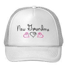 New Grandma Pink Black Hearts Trucker Hats