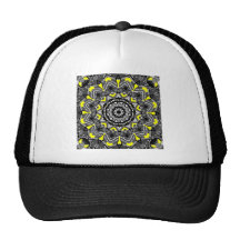 New Grey and Yellow Plaid Kaleidoscope Trucker Hats