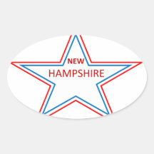 New Hampshire in a star. Oval Stickers