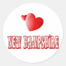 New Hampshire Love Round Stickers