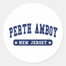 New Jersey College Style tee shirts Round Sticker