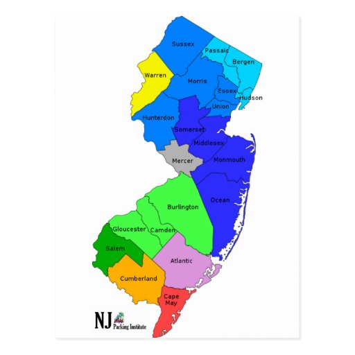 New Jersey Counties in Colour Post Card