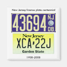 New Jersey License Plate Centennial Refrigerator Magnet