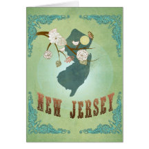 New Jersey State Map – Green Greeting Card