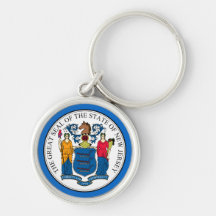 New Jersey State Seal Premium Keychain (Blue)