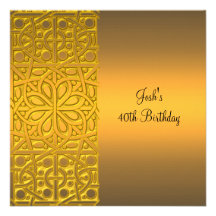 NEW men's gold Birthday Party  Invitation