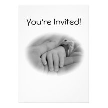 New Mom and Baby Holding Hands Photo Personalized Invitation