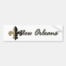 New Orleans Fleur de lis bk/gd Bumper Sticker