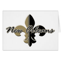 New Orleans Fleur de lis bk/gd Greeting Card