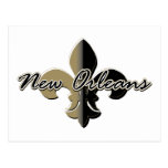 New Orleans Fleur de lis bk/gd Postcard