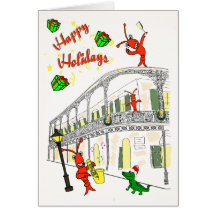 New Orleans French Quarter Happy Holidays Greeting Card