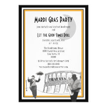 New Orleans Jazz Mardi Gras Custom Invitation