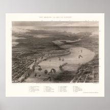 New Orleans, LA Panoramic Map - 1863 Print