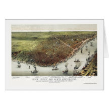 New Orleans, LA Panoramic Map - 1885 Card