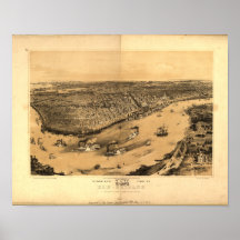 New Orleans Louisiana 1851 Panoramic Map Print
