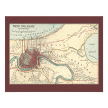 New Orleans Map 1900 Invitation