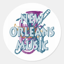 New Orleans Music Round Stickers