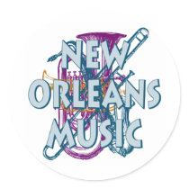 New Orleans Music Round Stickers