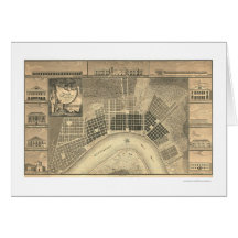 New Orleans Plan Map 1815 Greeting Card