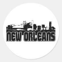 New Orleans Skyline Round Stickers