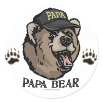 New Papa Bear Father's Day Gear Round Sticker