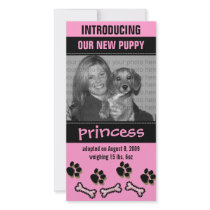 New Pet Adoption Announcement Personalized Photo Card