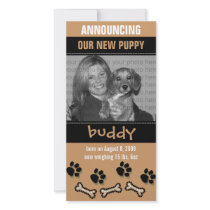 New Pet Birth Announcement Custom Photo Card