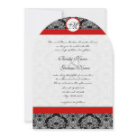 New Sizes Black Damask Swirls Wedding Invitation