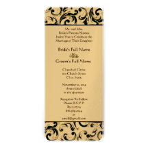 New Sizes  Damask Swirls Wedding Invitation