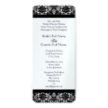 New Sizes  Damask Swirls Wedding Invitation