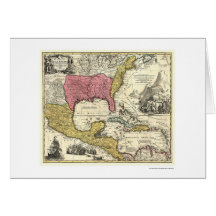 New Spain America Map 1712 Greeting Card