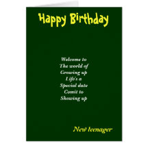 New teenager birthday cards