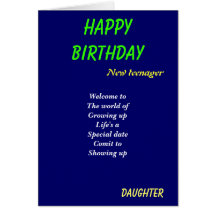 New teenager-daughter birthday cards