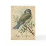 New Year, Bluetit Vintage Bird Card