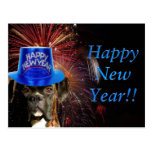 New Year Boxer dog postcard