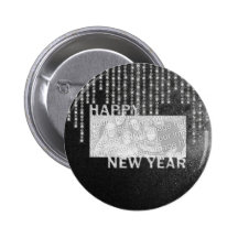 New Year Cut Out Photo Frame Rhinestones Button