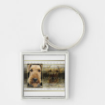 New Year - Golden Elegance - Airedale Key Chain