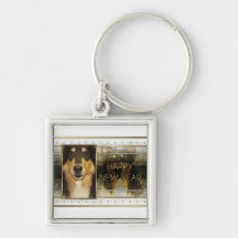 New Year - Golden Elegance - Collie - Caroline Keychains