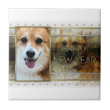 New Year - Golden Elegance - Corgi - Owen Tiles