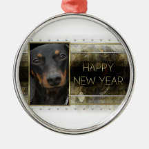 New Year - Golden Elegance - Dachshund Winston Christmas Tree Ornament