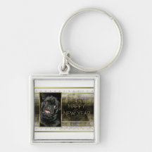 New Year - Golden Elegance - Pug Ruffy Keychain